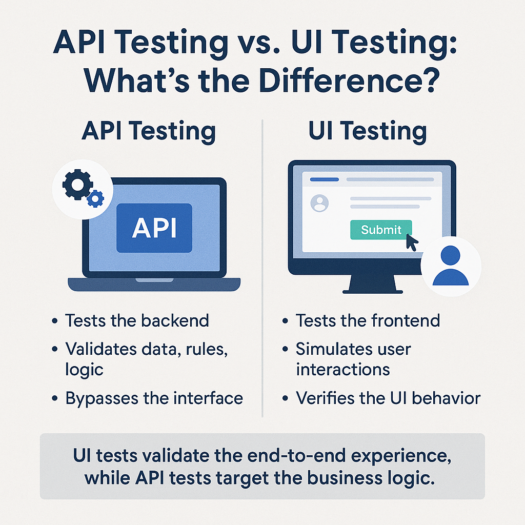 The difference between API testing and UI testing