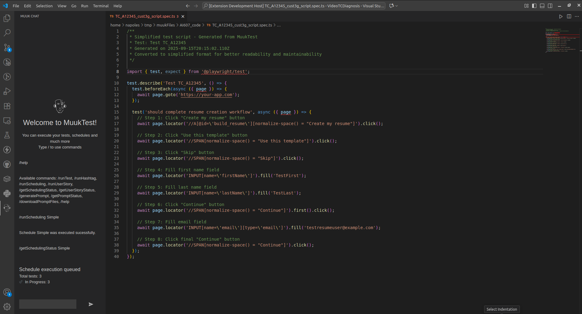 Amikoo extension open on VS Code